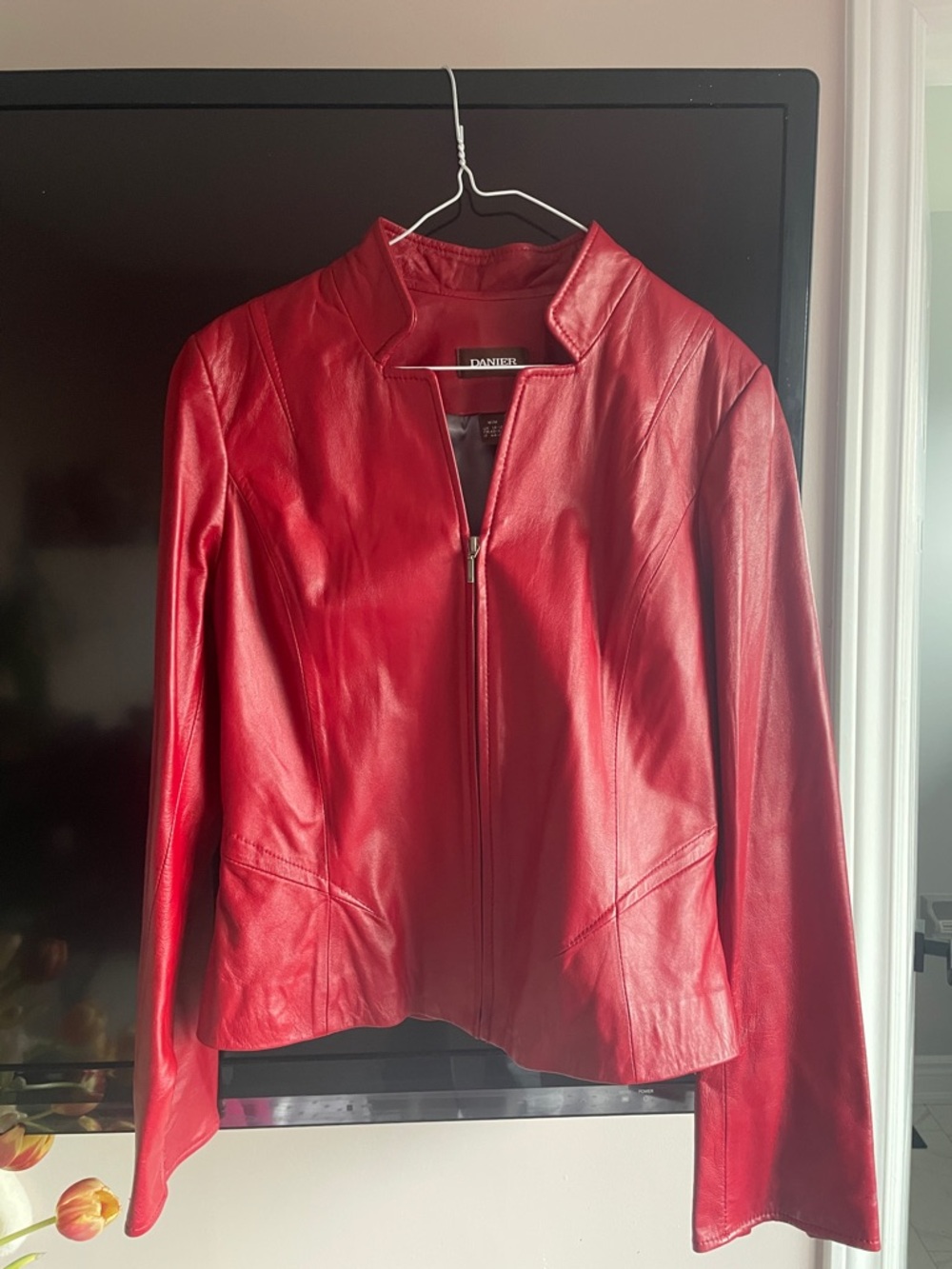 Danier Red Leather Zip-Front Women's Jacket
